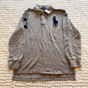 Boys Polo Ralph Lauren Gray LS Polo 10/12